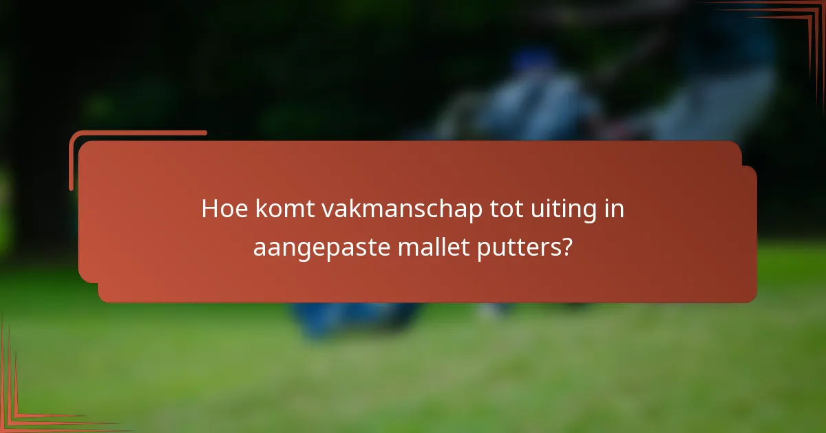 Hoe komt vakmanschap tot uiting in aangepaste mallet putters?