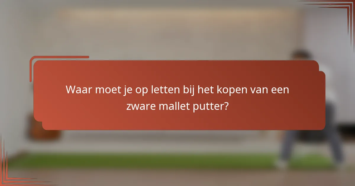 Waar moet je op letten bij het kopen van een zware mallet putter?