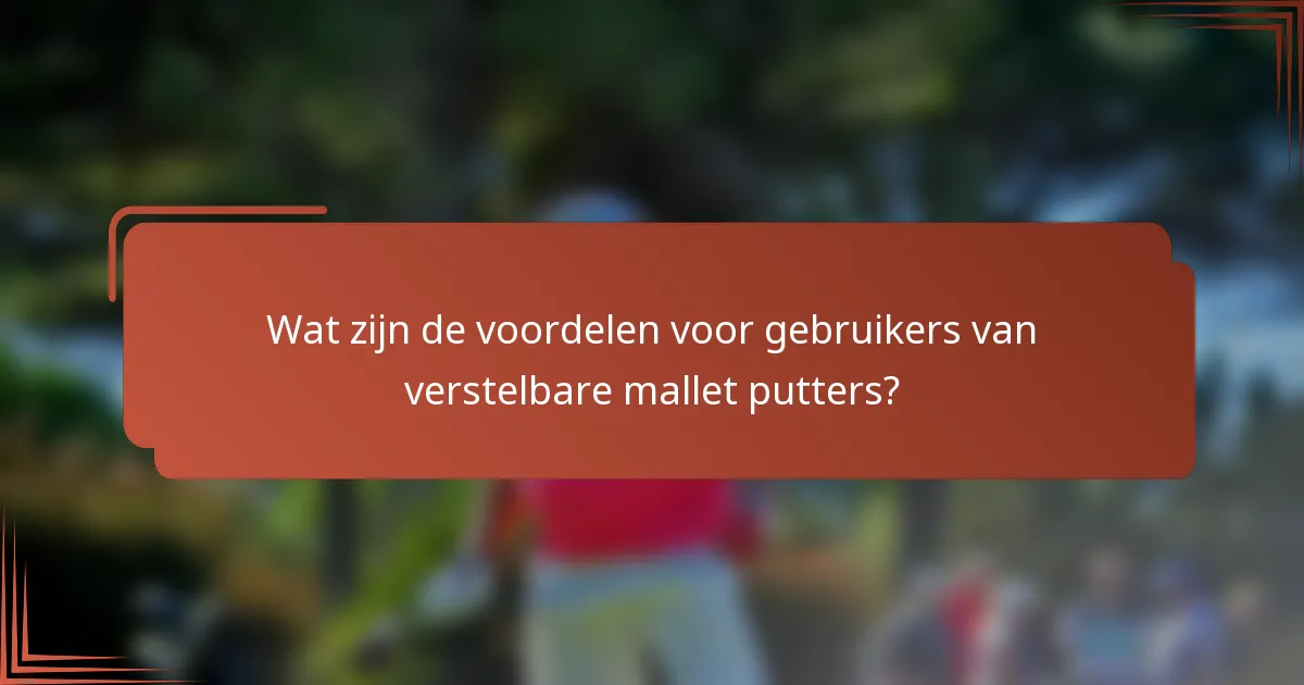 Wat zijn de voordelen voor gebruikers van verstelbare mallet putters?