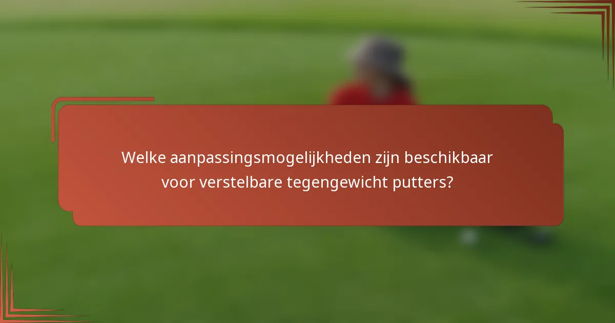Welke aanpassingsmogelijkheden zijn beschikbaar voor verstelbare tegengewicht putters?