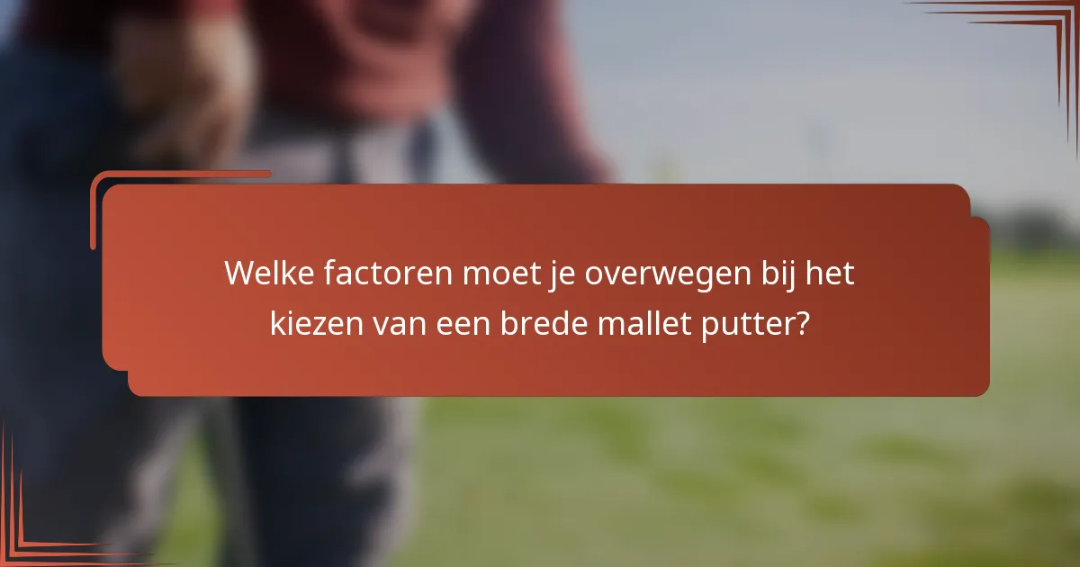 Welke factoren moet je overwegen bij het kiezen van een brede mallet putter?