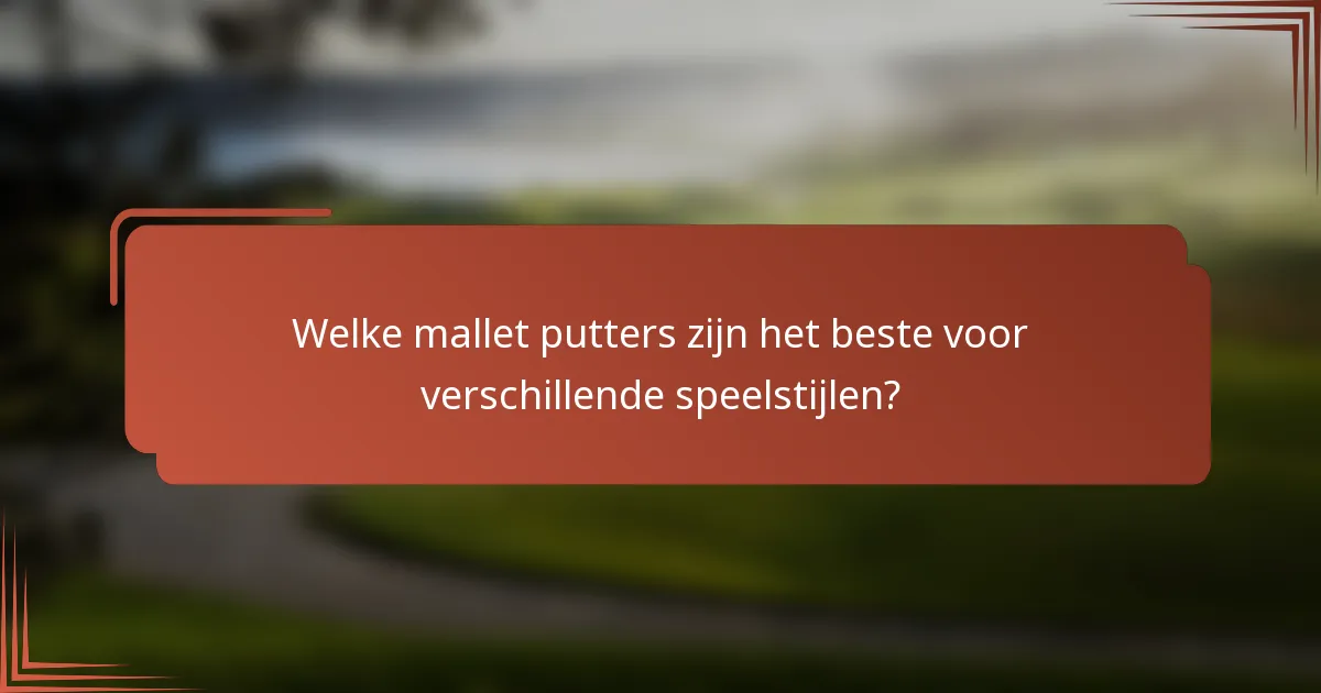 Welke mallet putters zijn het beste voor verschillende speelstijlen?