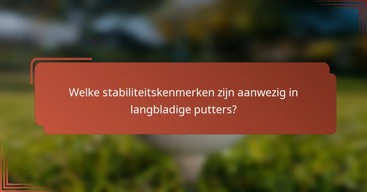 Welke stabiliteitskenmerken zijn aanwezig in langbladige putters?