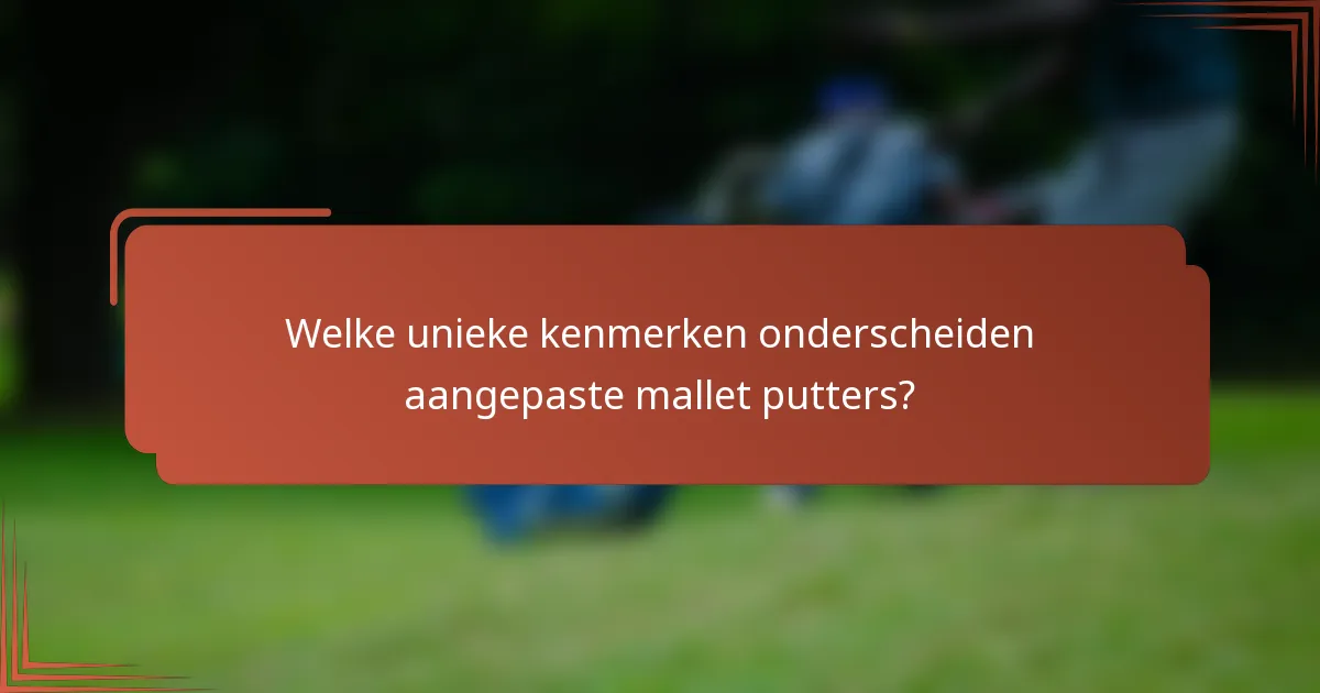 Welke unieke kenmerken onderscheiden aangepaste mallet putters?